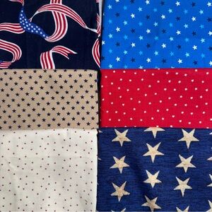 6 fat quarters Patriotic Star Patterned quilt, cotton Fabrics #26